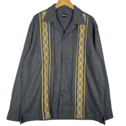 【中古品】【メンズ】 schott ショット LINE 2TONE L/S WOOL SHIRT 782-3220008ライン ツートーン ロングスリーブ ウール シャツ 長袖 トップス 145-260123-ks-14-tei サイズ：XL カラー：チャコールグレー 万代Net店
