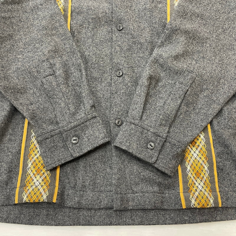 【中古品】【メンズ】 schott ショット LINE 2TONE L/S WOOL SHIRT 782-3220008ライン ツートーン ロングスリーブ ウール シャツ 長袖 トップス 145-260123-ks-14-tei サイズ：XL カラー：チャコールグレー 万代Net店