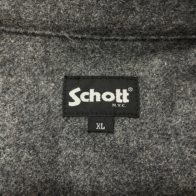 【中古品】【メンズ】 schott ショット LINE 2TONE L/S WOOL SHIRT 782-3220008ライン ツートーン ロングスリーブ ウール シャツ 長袖 トップス 145-260123-ks-14-tei サイズ：XL カラー：チャコールグレー 万代Net店
