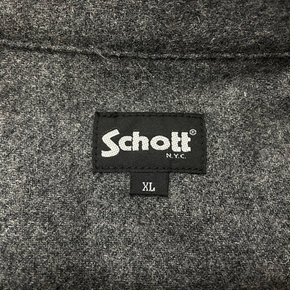 【中古品】【メンズ】 schott ショット LINE 2TONE L/S WOOL SHIRT 782-3220008ライン ツートーン ロングスリーブ ウール シャツ 長袖 トップス 145-260123-ks-14-tei サイズ：XL カラー：チャコールグレー 万代Net店