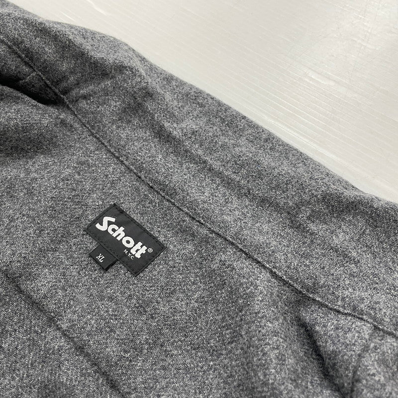 【中古品】【メンズ】 schott ショット LINE 2TONE L/S WOOL SHIRT 782-3220008ライン ツートーン ロングスリーブ ウール シャツ 長袖 トップス 145-260123-ks-14-tei サイズ：XL カラー：チャコールグレー 万代Net店