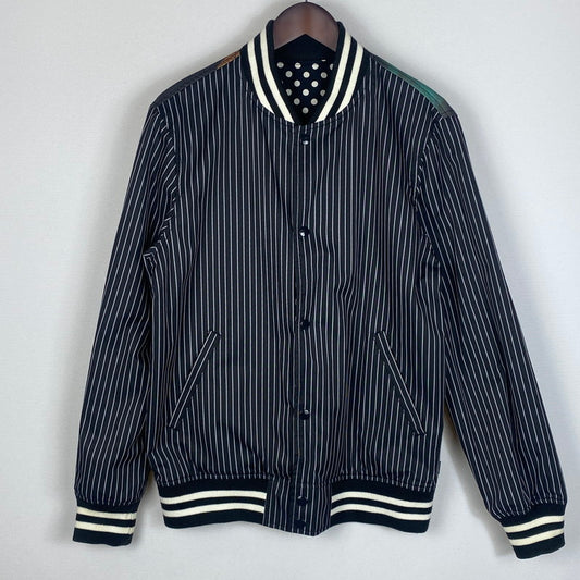 【中古品】【メンズ】 Supreme シュプリーム × COMME des GARCONS SHIRT コムデギャルソンシャツ 別注 コラボ REVERSIBLE VARSITY BASEBALL JACKET リバーシブル バーシティ ベースボール ジャケット ライトアウター 149-260123-yy-13-tei サイズ：M カラー：ブラック 万代Net店
