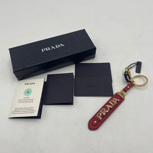 【中古品】【レディース】 PRADA プラダ SAFFIANO LEATHER KEY RING 1PP067 サフィアーノ レザー キーリング キーホルダー アクセサリー 182-260201-yy-02-tei サイズ：全長約16.5cm ベルト幅約2cm カラー：レッド 万代Net店