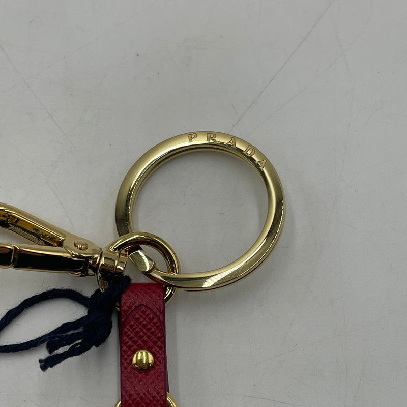【中古品】【レディース】 PRADA プラダ SAFFIANO LEATHER KEY RING 1PP067 サフィアーノ レザー キーリング キーホルダー アクセサリー 182-260201-yy-02-tei サイズ：全長約16.5cm ベルト幅約2cm カラー：レッド 万代Net店