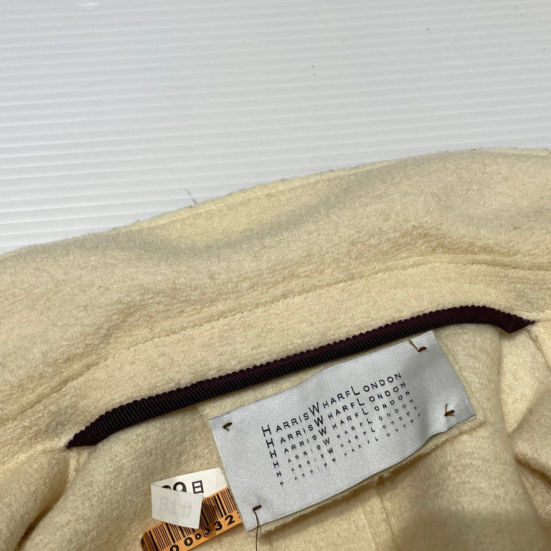 【中古品】【レディース】 HARRIS WHARF LONDON ハリスワーフロンドン FELT WOOL CHESTER COAT フェルト ウール チェスター コート ライトアウター 168-260202-yo-01-tei サイズ：42 カラー：アイボリー 万代Net店
