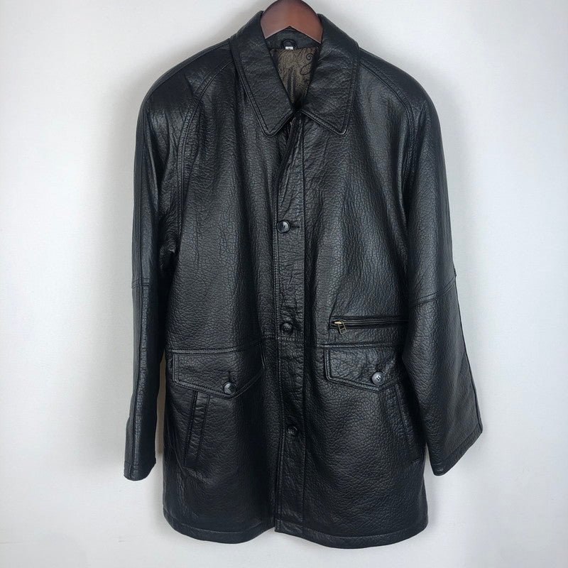 【中古品】【メンズ】 UNKNOWN RAM LEATHER LONG COAT ラムレザー ロング コート アウター ジャケット 革 145-260131-ko-03-tei サイズ：M カラー：ブラック 万代Net店
