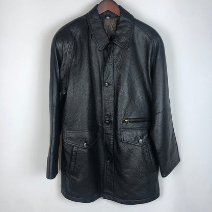 【中古品】【メンズ】 UNKNOWN RAM LEATHER LONG COAT ラムレザー ロング コート アウター ジャケット 革 145-260131-ko-03-tei サイズ：M カラー：ブラック 万代Net店
