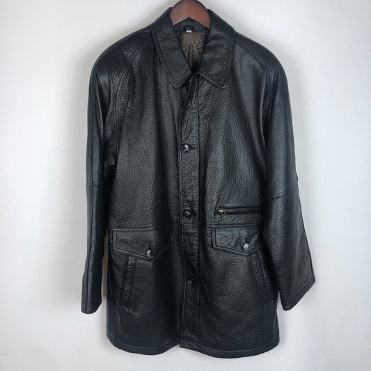 【中古品】【メンズ】 UNKNOWN RAM LEATHER LONG COAT ラムレザー ロング コート アウター ジャケット 革 145-260131-ko-03-tei サイズ：M カラー：ブラック 万代Net店