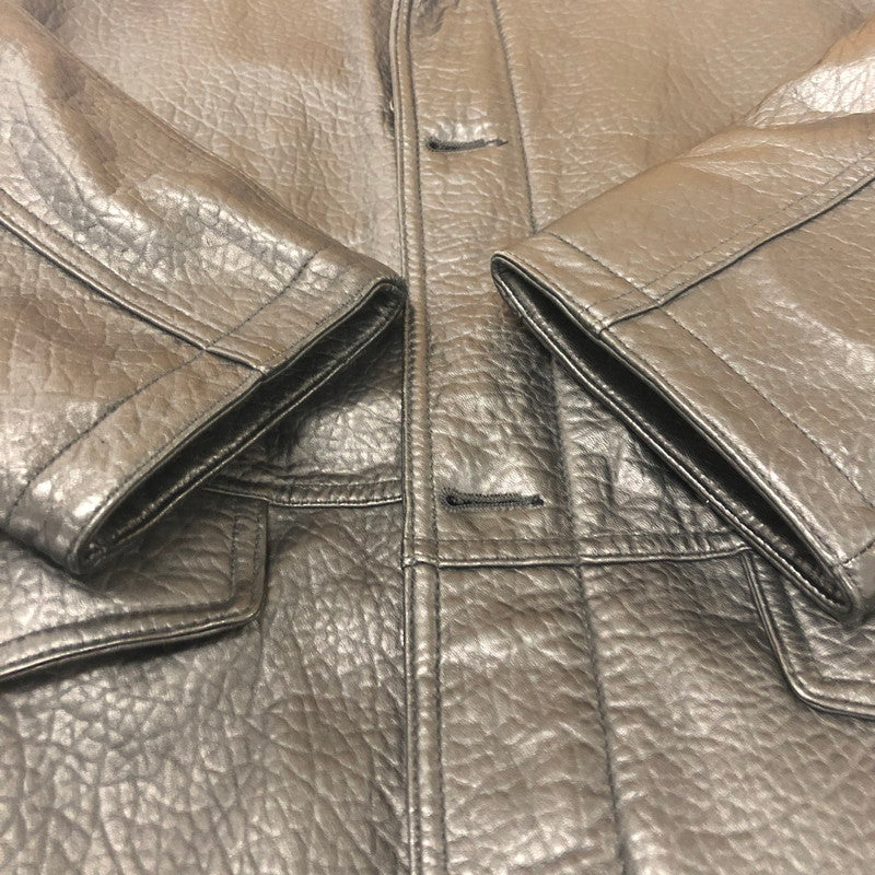 【中古品】【メンズ】 UNKNOWN RAM LEATHER LONG COAT ラムレザー ロング コート アウター ジャケット 革 145-260131-ko-03-tei サイズ：M カラー：ブラック 万代Net店