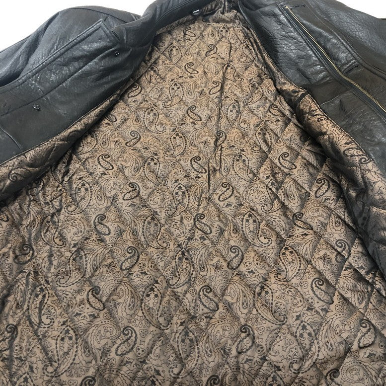 【中古品】【メンズ】 UNKNOWN RAM LEATHER LONG COAT ラムレザー ロング コート アウター ジャケット 革 145-260131-ko-03-tei サイズ：M カラー：ブラック 万代Net店