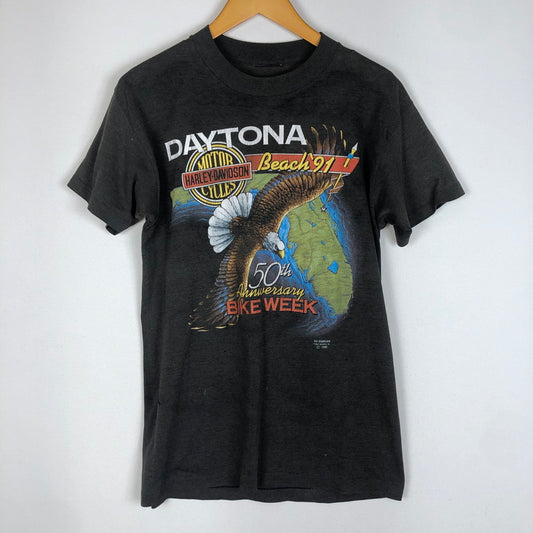 【現状渡し品】【メンズ】 HARLEY DAVIDSON ハーレーダビッドソン 90's 50TH S/S TEE 90年代 フィフティース ショートスリーブ Tシャツ トップス 半袖 145-260203-ko-21-tei サイズ：表記サイズ無し カラー：ブラック 万代Net店