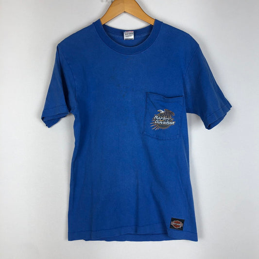 【現状渡し品】【メンズ】 HARLEY DAVIDSON ハーレーダビッドソン 90's POCKET S/S TEE 90年代 ポケット ショートスリーブ Tシャツ トップス 半袖 145-260203-ko-25-tei サイズ：S カラー：ブルー 万代Net店