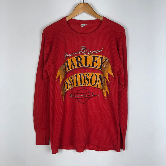 【中古品】【メンズ】 HARLEY DAVIDSON ハーレーダビッドソン PRINT THERMAL L/S TEE プリント サーマル ロングスリーブ Tシャツ トップス 長袖 145-260203-ko-26-tei サイズ：L カラー：レッド 万代Net店