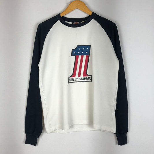 【中古品】【メンズ】 HARLEY DAVIDSON ハーレーダビッドソン 00's NO.1 MOTOCROSS JERSEY 2000年代 モトクロス ジャージ トップス 長袖 Tシャツ 145-260203-ko-22-tei サイズ：M カラー：ネイビー/ホワイト 万代Net店