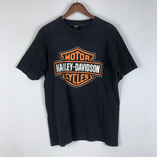 【中古品】【メンズ】 HARLEY DAVIDSON ハーレーダビッドソン 90's FRONT EMBLEM S/S TEE 90年代 フロント エンブレム ショートスリーブ Tシャツ トップス 半袖 145-260203-ko-17-tei サイズ：L カラー：ブラック 万代Net店