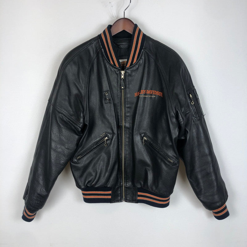 【現状渡し品】【メンズ】 HARLEY DAVIDSON ハーレーダビッドソン 90's MA-1 TYPE LEATHER JACKET 90年代 MA-1 タイプ レザージャケット アウター 革ジャン 145-260203-ko-09-tei サイズ：M カラー：ブラック 万代Net店