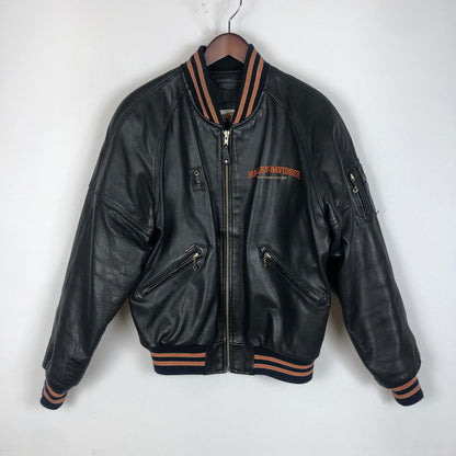 【現状渡し品】【メンズ】 HARLEY DAVIDSON ハーレーダビッドソン 90's MA-1 TYPE LEATHER JACKET 90年代 MA-1 タイプ レザージャケット アウター 革ジャン 145-260203-ko-09-tei サイズ：M カラー：ブラック 万代Net店