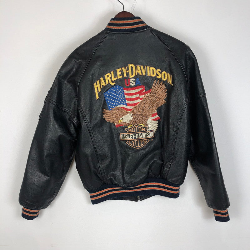【現状渡し品】【メンズ】 HARLEY DAVIDSON ハーレーダビッドソン 90's MA-1 TYPE LEATHER JACKET 90年代 MA-1 タイプ レザージャケット アウター 革ジャン 145-260203-ko-09-tei サイズ：M カラー：ブラック 万代Net店