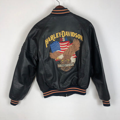 【現状渡し品】【メンズ】 HARLEY DAVIDSON ハーレーダビッドソン 90's MA-1 TYPE LEATHER JACKET 90年代 MA-1 タイプ レザージャケット アウター 革ジャン 145-260203-ko-09-tei サイズ：M カラー：ブラック 万代Net店
