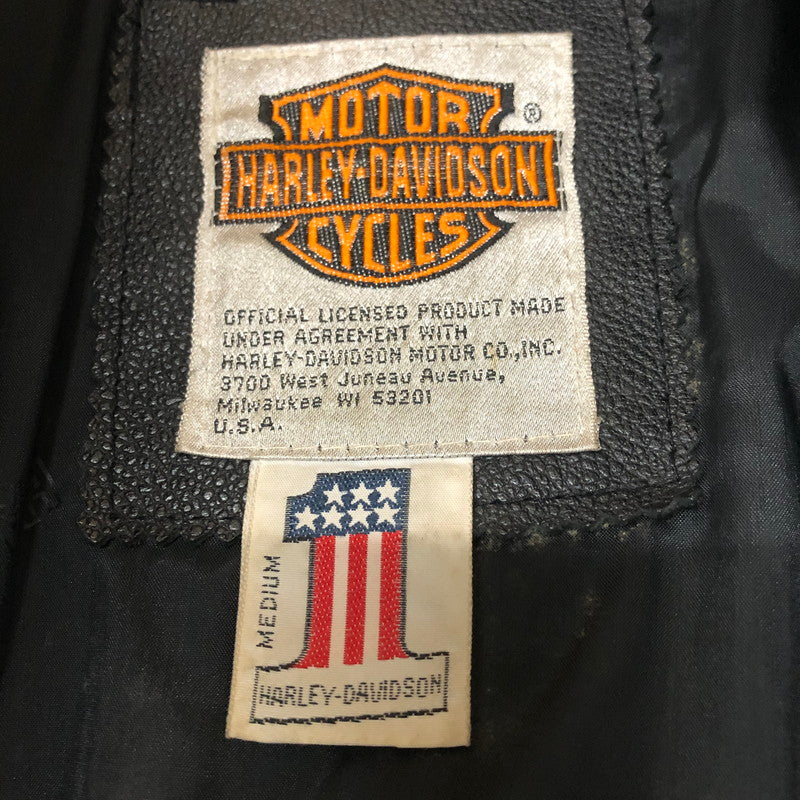 【現状渡し品】【メンズ】 HARLEY DAVIDSON ハーレーダビッドソン 90's MA-1 TYPE LEATHER JACKET 90年代 MA-1 タイプ レザージャケット アウター 革ジャン 145-260203-ko-09-tei サイズ：M カラー：ブラック 万代Net店