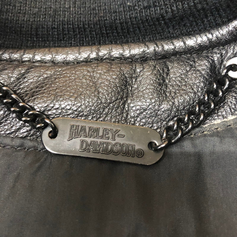 【現状渡し品】【メンズ】 HARLEY DAVIDSON ハーレーダビッドソン 90's MA-1 TYPE LEATHER JACKET 90年代 MA-1 タイプ レザージャケット アウター 革ジャン 145-260203-ko-09-tei サイズ：M カラー：ブラック 万代Net店