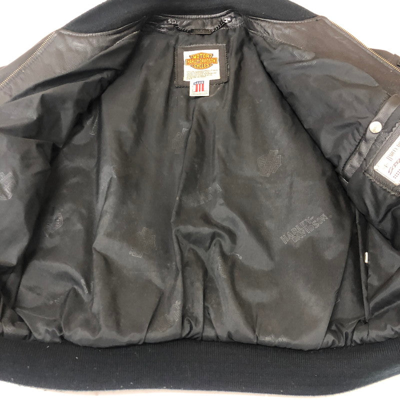 【現状渡し品】【メンズ】 HARLEY DAVIDSON ハーレーダビッドソン 90's MA-1 TYPE LEATHER JACKET 90年代 MA-1 タイプ レザージャケット アウター 革ジャン 145-260203-ko-09-tei サイズ：M カラー：ブラック 万代Net店