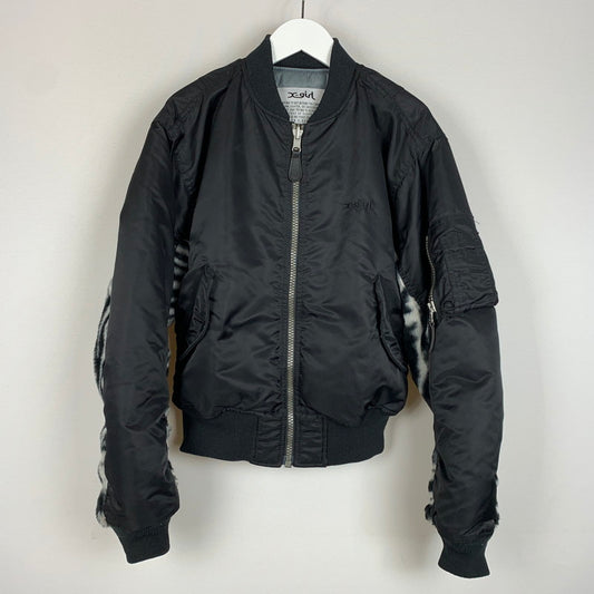 【中古品】【レディース】 X-girl エックスガール PANELED FUR REVERSIBLE MA-1 JACKET 105244021008 パネル ファー リバーシブル MA-1 ジャケット アウター 169-260204-ko-18-tei サイズ：S カラー：ブラック 万代Net店