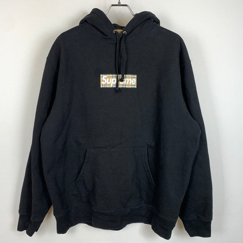 【中古品】【メンズ】 Supreme シュプリーム × BURBERRY バーバリー 別注 コラボ BOXLOGO HOODED SWEATSHIRT ボックスロゴ フーデッド スウェットシャツ トップス プルオーバーパーカー 149-260205-ko-22-tei サイズ：S カラー：ブラック 万代Net店