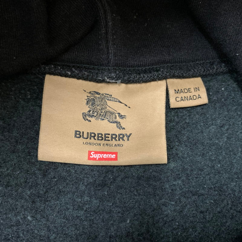 【中古品】【メンズ】 Supreme シュプリーム × BURBERRY バーバリー 別注 コラボ BOXLOGO HOODED SWEATSHIRT ボックスロゴ フーデッド スウェットシャツ トップス プルオーバーパーカー 149-260205-ko-22-tei サイズ：S カラー：ブラック 万代Net店