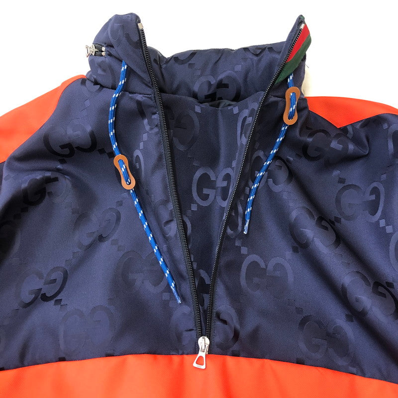 【中古品】【メンズ】 GUCCI グッチ 22AW GG NYLON HOODED JACKET 685818 Z8AY4 GGナイロン フーデッドジャケット ライトアウター 141-260210-ko-02-tei サイズ：46 カラー：ネイビー 万代Net店