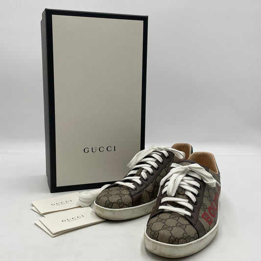 【中古品】【メンズ】 GUCCI グッチ BOUTIQUE ACE LOWCUT SNEAKER 623236 GGスプリーム ブティック エース ローカット スニーカー シューズ 靴 162-260206-yo-04-tei サイズ：8 カラー：ブラウン 万代Net店