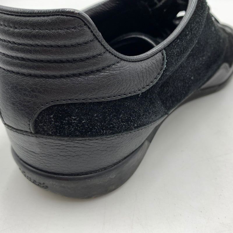 【中古品】【メンズ】 GUCCI グッチ GERMAN TRAINER 317052 ジャーマントレーナー 靴 レザースニーカー スエード 162-260213-ko-09-tei サイズ：7.5 カラー：ブラック 万代Net店