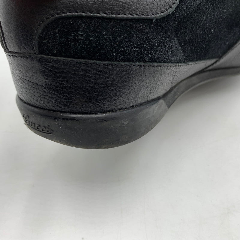 【中古品】【メンズ】 GUCCI グッチ GERMAN TRAINER 317052 ジャーマントレーナー 靴 レザースニーカー スエード 162-260213-ko-09-tei サイズ：7.5 カラー：ブラック 万代Net店