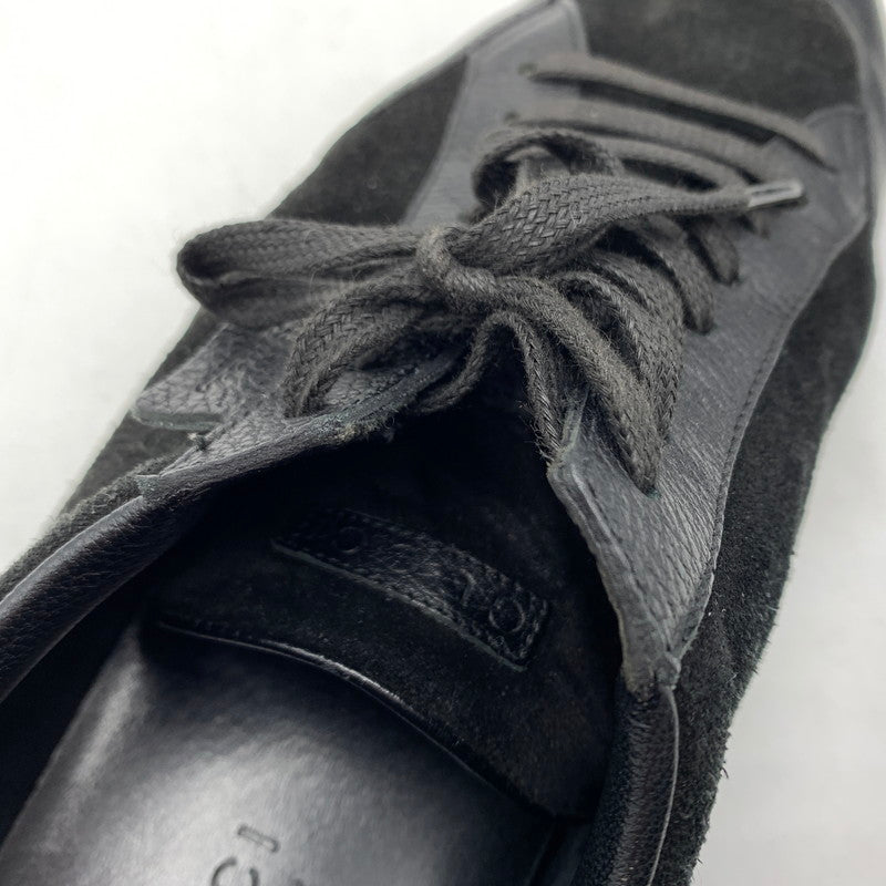 【中古品】【メンズ】 GUCCI グッチ GERMAN TRAINER 317052 ジャーマントレーナー 靴 レザースニーカー スエード 162-260213-ko-09-tei サイズ：7.5 カラー：ブラック 万代Net店