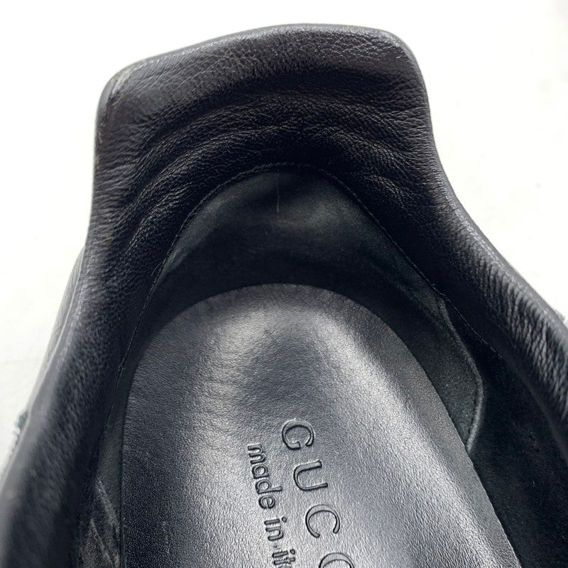 【中古品】【メンズ】 GUCCI グッチ GERMAN TRAINER 317052 ジャーマントレーナー 靴 レザースニーカー スエード 162-260213-ko-09-tei サイズ：7.5 カラー：ブラック 万代Net店