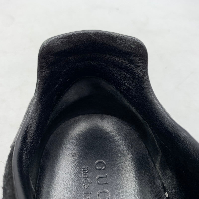 【中古品】【メンズ】 GUCCI グッチ GERMAN TRAINER 317052 ジャーマントレーナー 靴 レザースニーカー スエード 162-260213-ko-09-tei サイズ：7.5 カラー：ブラック 万代Net店