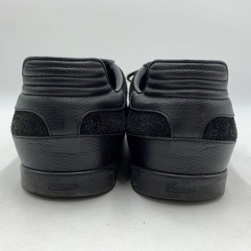 【中古品】【メンズ】 GUCCI グッチ GERMAN TRAINER 317052 ジャーマントレーナー 靴 レザースニーカー スエード 162-260213-ko-09-tei サイズ：7.5 カラー：ブラック 万代Net店