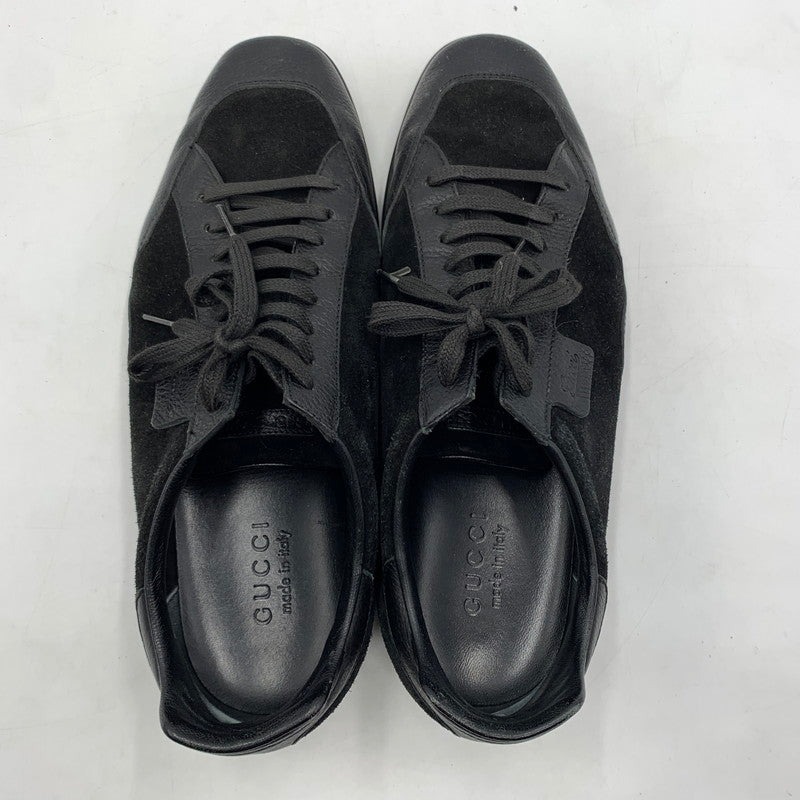 【中古品】【メンズ】 GUCCI グッチ GERMAN TRAINER 317052 ジャーマントレーナー 靴 レザースニーカー スエード 162-260213-ko-09-tei サイズ：7.5 カラー：ブラック 万代Net店