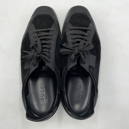 【中古品】【メンズ】 GUCCI グッチ GERMAN TRAINER 317052 ジャーマントレーナー 靴 レザースニーカー スエード 162-260213-ko-09-tei サイズ：7.5 カラー：ブラック 万代Net店