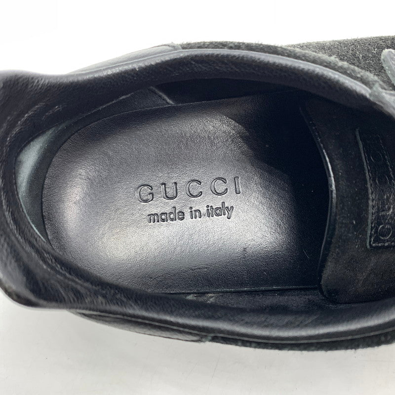 【中古品】【メンズ】 GUCCI グッチ GERMAN TRAINER 317052 ジャーマントレーナー 靴 レザースニーカー スエード 162-260213-ko-09-tei サイズ：7.5 カラー：ブラック 万代Net店