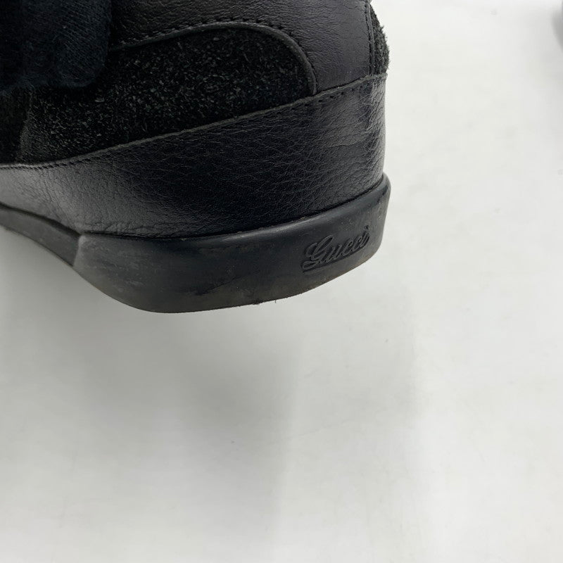 【中古品】【メンズ】 GUCCI グッチ GERMAN TRAINER 317052 ジャーマントレーナー 靴 レザースニーカー スエード 162-260213-ko-09-tei サイズ：7.5 カラー：ブラック 万代Net店