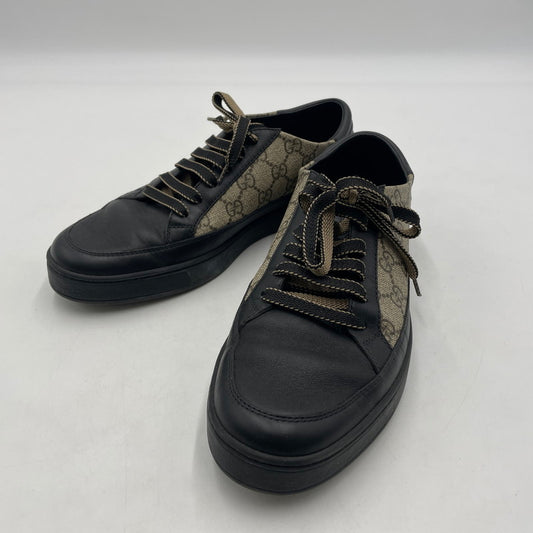 【中古品】【メンズ】 GUCCI グッチ LEATHER LOWCUT SNEAKER 386752 GGスプリーム レザー ローカット スニーカー シューズ 靴 162-260206-yo-03-tei サイズ：8 カラー：ブラック 万代Net店
