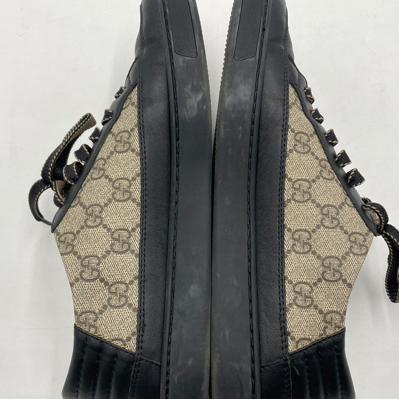 【中古品】【メンズ】 GUCCI グッチ LEATHER LOWCUT SNEAKER 386752 GGスプリーム レザー ローカット スニーカー シューズ 靴 162-260206-yo-03-tei サイズ：8 カラー：ブラック 万代Net店