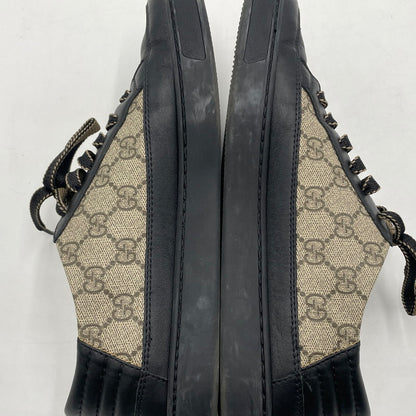 【中古品】【メンズ】 GUCCI グッチ LEATHER LOWCUT SNEAKER 386752 GGスプリーム レザー ローカット スニーカー シューズ 靴 162-260206-yo-03-tei サイズ：8 カラー：ブラック 万代Net店