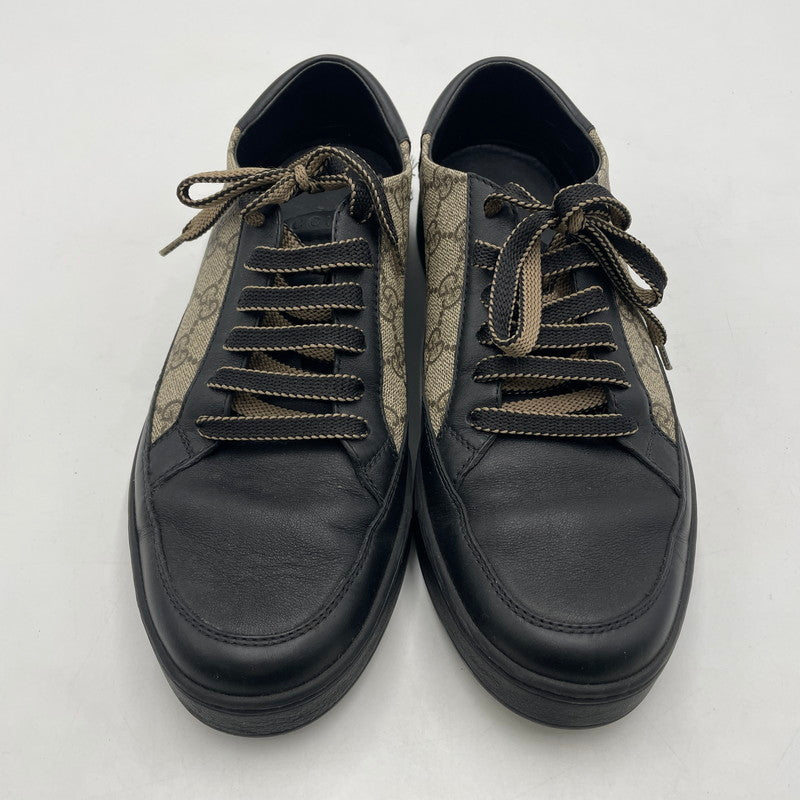 【中古品】【メンズ】 GUCCI グッチ LEATHER LOWCUT SNEAKER 386752 GGスプリーム レザー ローカット スニーカー シューズ 靴 162-260206-yo-03-tei サイズ：8 カラー：ブラック 万代Net店