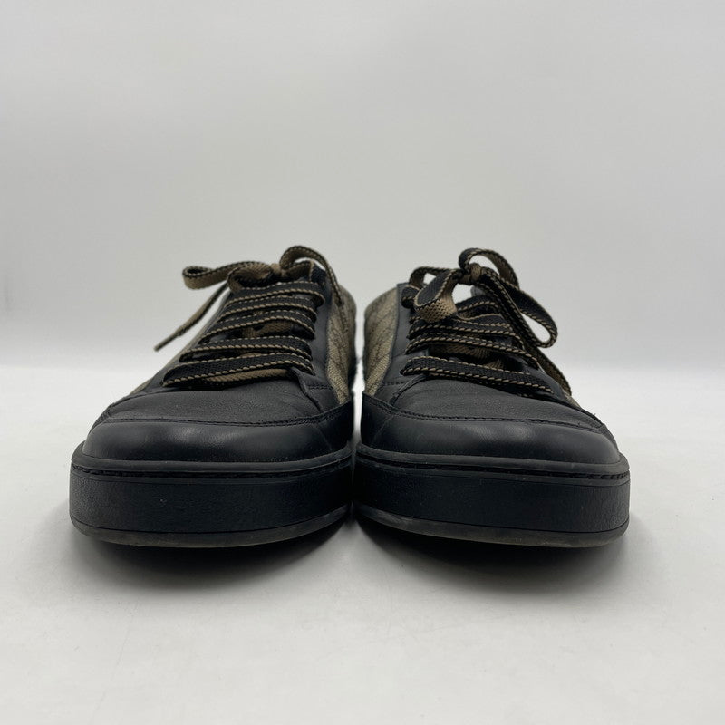 【中古品】【メンズ】 GUCCI グッチ LEATHER LOWCUT SNEAKER 386752 GGスプリーム レザー ローカット スニーカー シューズ 靴 162-260206-yo-03-tei サイズ：8 カラー：ブラック 万代Net店
