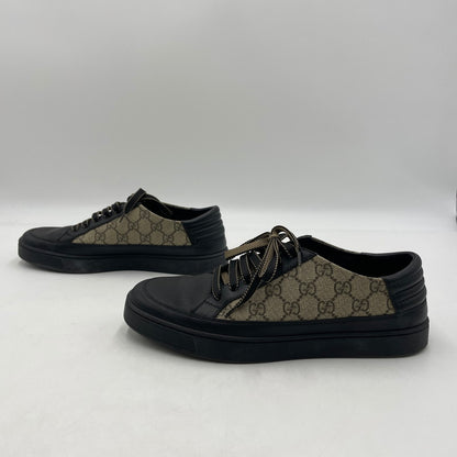 【中古品】【メンズ】 GUCCI グッチ LEATHER LOWCUT SNEAKER 386752 GGスプリーム レザー ローカット スニーカー シューズ 靴 162-260206-yo-03-tei サイズ：8 カラー：ブラック 万代Net店