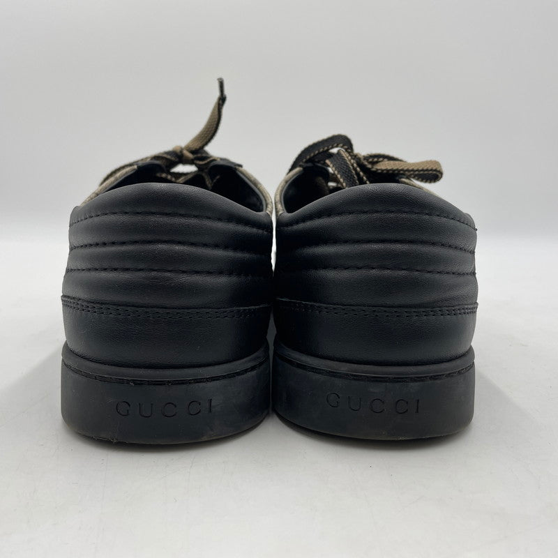 【中古品】【メンズ】 GUCCI グッチ LEATHER LOWCUT SNEAKER 386752 GGスプリーム レザー ローカット スニーカー シューズ 靴 162-260206-yo-03-tei サイズ：8 カラー：ブラック 万代Net店