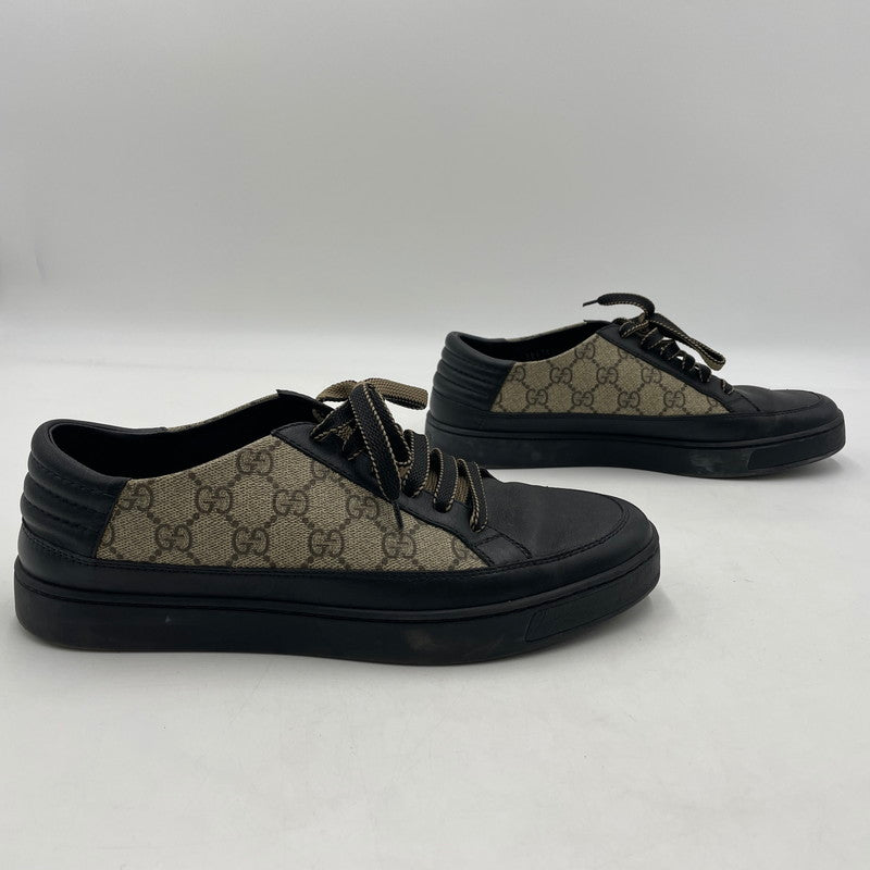 【中古品】【メンズ】 GUCCI グッチ LEATHER LOWCUT SNEAKER 386752 GGスプリーム レザー ローカット スニーカー シューズ 靴 162-260206-yo-03-tei サイズ：8 カラー：ブラック 万代Net店