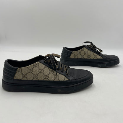 【中古品】【メンズ】 GUCCI グッチ LEATHER LOWCUT SNEAKER 386752 GGスプリーム レザー ローカット スニーカー シューズ 靴 162-260206-yo-03-tei サイズ：8 カラー：ブラック 万代Net店